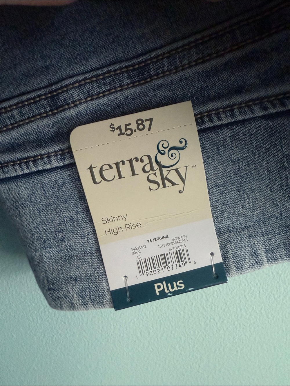 Terra & Sky Plus Skinny High Rise Jeggings - Denim Blue - Picture 2 of 3